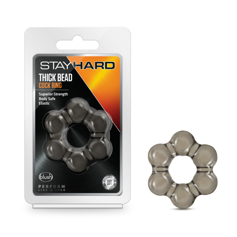Stay Hard Thick Bead Cock Ring - Black Cock Ring Blush Novelties